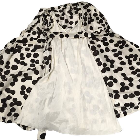Banana‎ Republic Wrap Dress 100% Silk White Brown Polka Dot Cap Sleeve Women's 0 - Picture 13 of 16